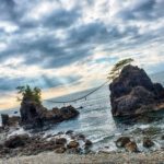 Hatago-iwa, sacred Shinto rocks of Noto Kongo coastline, Shika, Ishikawa.